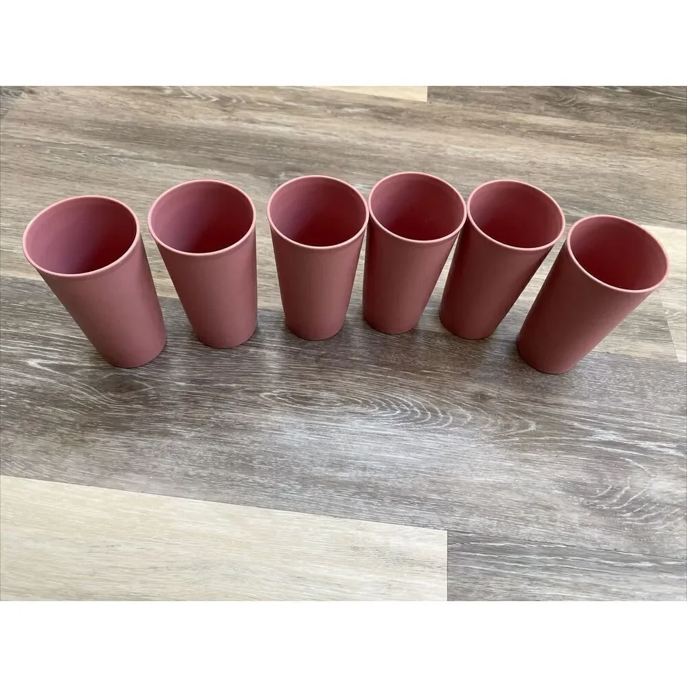 Vintage Set of 6 Tupperware 12 oz Tumblers 873 15 Pink